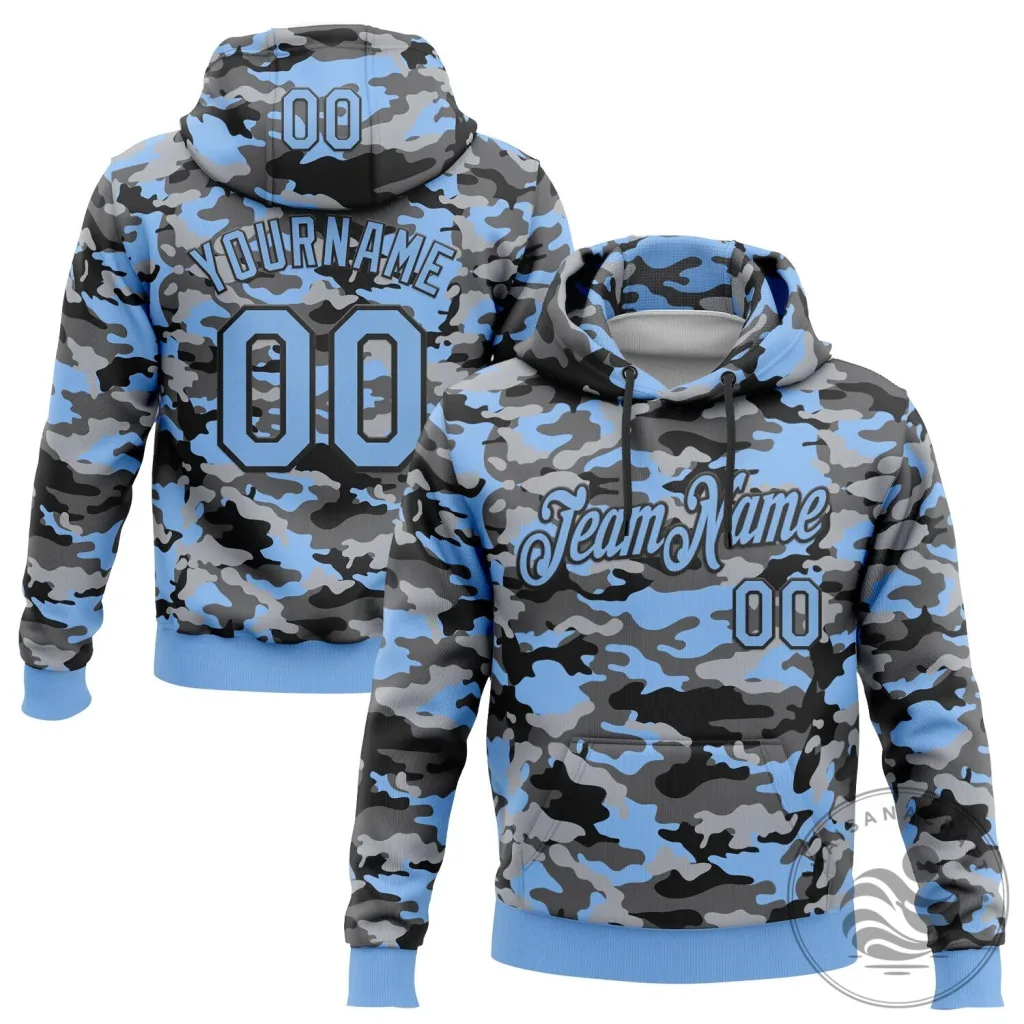 Custom Camouflage Light Blue Black Salute To Service Pullover Hoodie Sweatshirt Custom Camouflage Light Blue Black Salute To Service Pullover Hoodie Sweatshirt